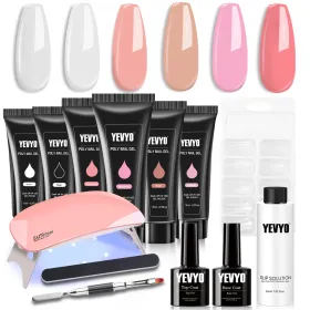 Poly Gel Nail Kit Poly Nail Gel Kit With UV Lamp For Beginners With Anything With Gel Extension Nail Kit With Slip Solution (Option: Multicolour)